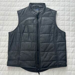 Gap Black Quilted Leather Vest